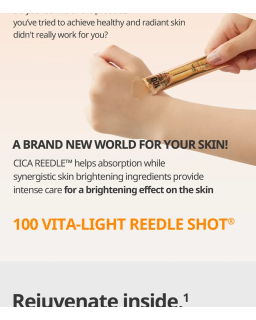 This Vita-Light Reedle Shot 100 with Vitamin C and patented ingredient MELAZERO®V2 helps refine and brighten rough skin to achie