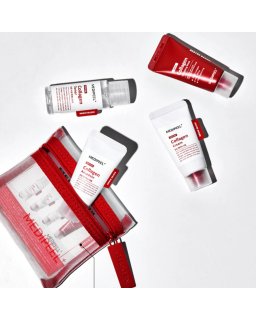 This exclusive travel set offers a full range of skin care using unique lacto collagen, which actively combats visible pores