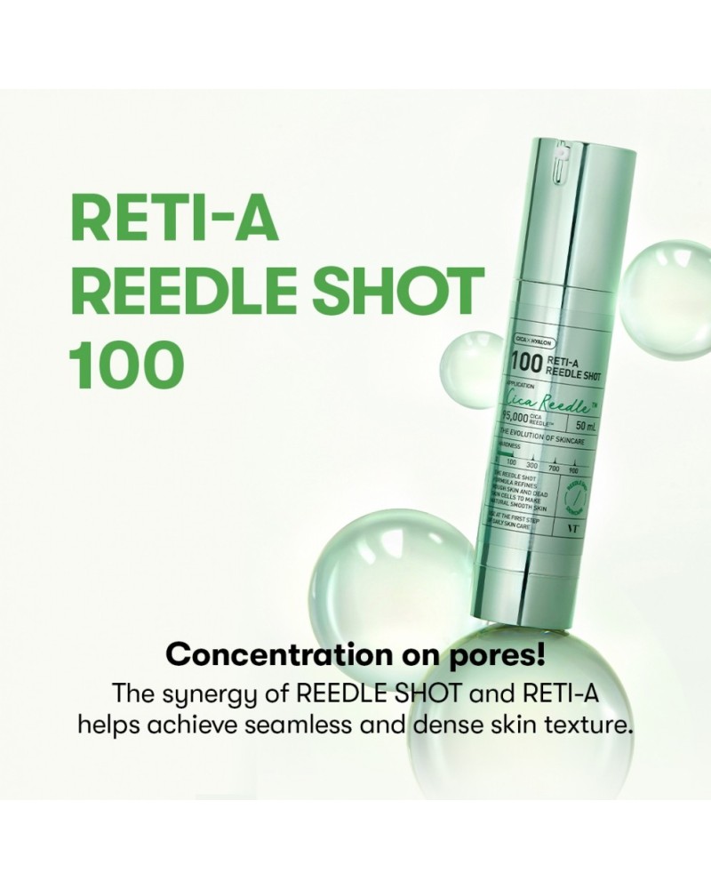 This ampoule helps refine rough skin to achieve smooth and dewy skin. The synergy between reedle shot and reti-A provides thorou