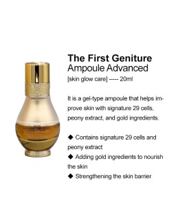 This royal gold ampoule contains the patented O HUI Stem Cell Culture which helps in the skin renewal process.
