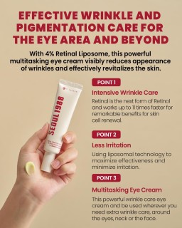 Lift under-eye bags and wrinkles with this powerful eye cream formulated with 4% retinal liposome along with soybean ferment ext