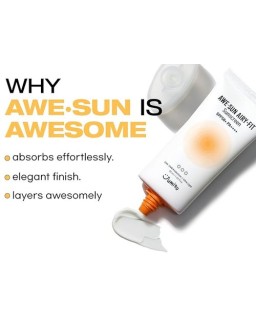 Jumiso - Awe-Sun Airy-fit Sunscreen SPF50+ PA++++ - un protector solar facial formulado con filtros químicos y una textura incre
