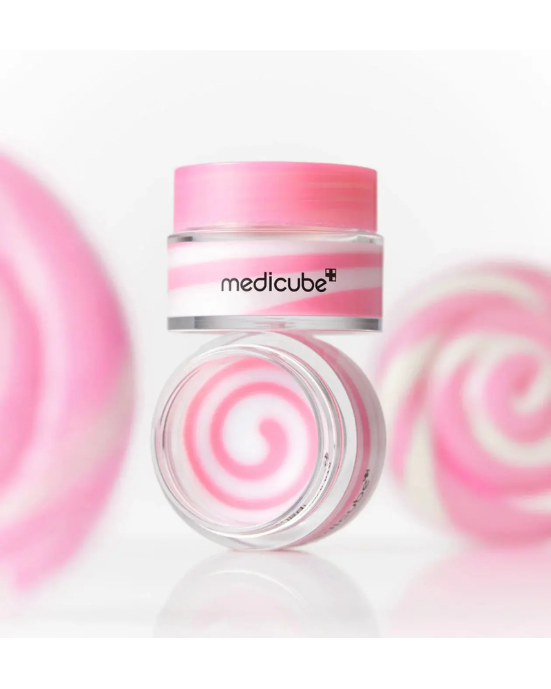 A lip sleeping mask contains PDRN and delivers candy glow and lasting moisture for plump lips.