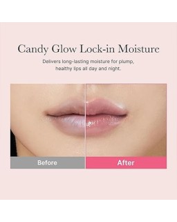 A lip sleeping mask contains PDRN and delivers candy glow and lasting moisture for plump lips.
