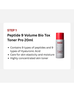 This innovative Peptide 9 Volume Bio Tox Toner Pro Facial Toner from Medi-Peel is a revolutionary skincare product.