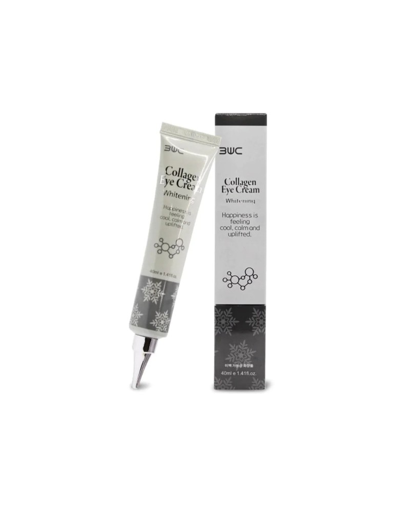 Rejuvenating and whitening eye cream with collagen.