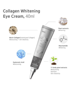 Rejuvenating and whitening eye cream with collagen.