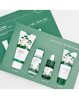 Round Lab Pine Calming Cica Trial Kit contains 4 mini's of the Calming Cica line with Pine Cica Activer™ ingredient that quickly