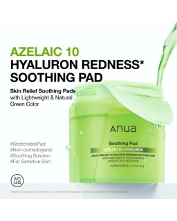 Con Anua - Azelaic 10 Hyaluron Redness Soothing Pad obtienes una solución eficaz y suave directamente del mundo de los expertos