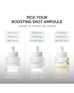 La Niacinamide 10 Boosting Shot Ampoule de SKIN1004 es una ampolla avanzada diseñada para mejorar visiblemente la textura