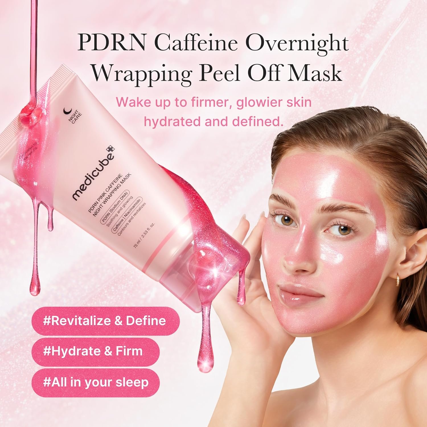 Medicube PDRN Pink Caffeine Night Wrapping Mask, 75ml - Imagen 3