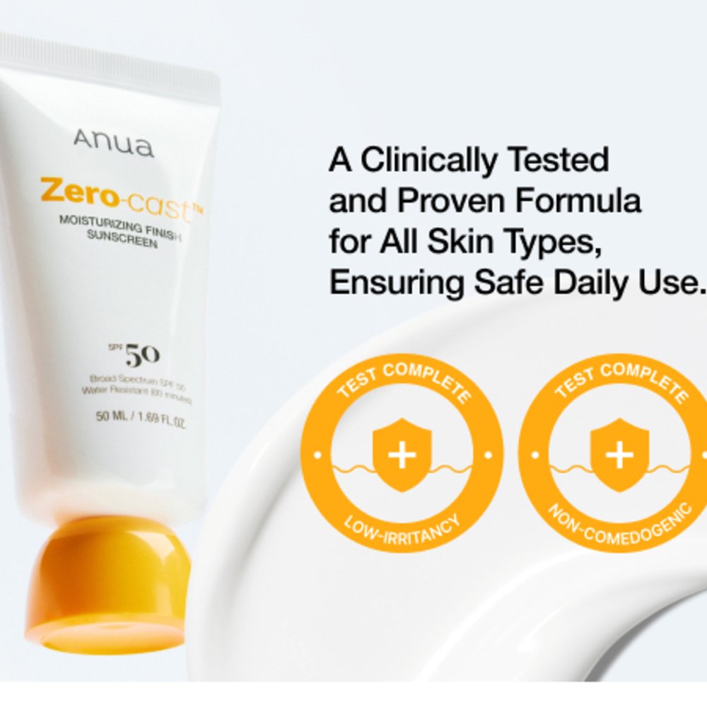 ANUA Zero Cast Moisturizing Finish Sunscreen, 50ml - Imagen 4