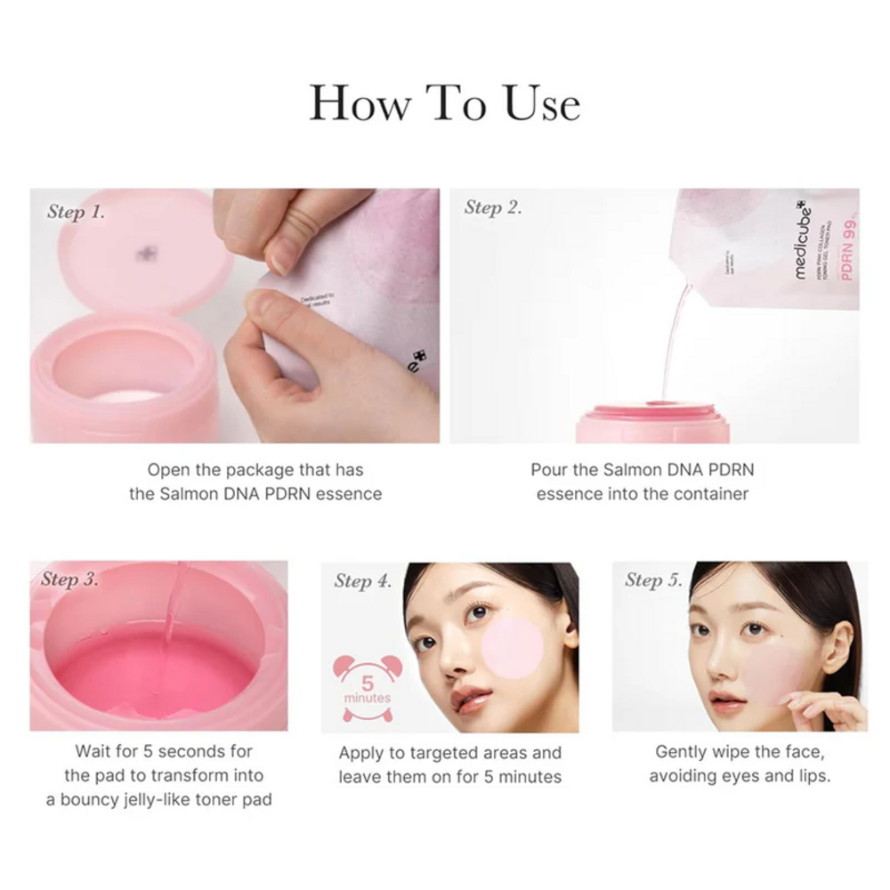 Medicube PDRN Pink Collagen Toning Gel Toner Pad, 70 шт — изображение 5