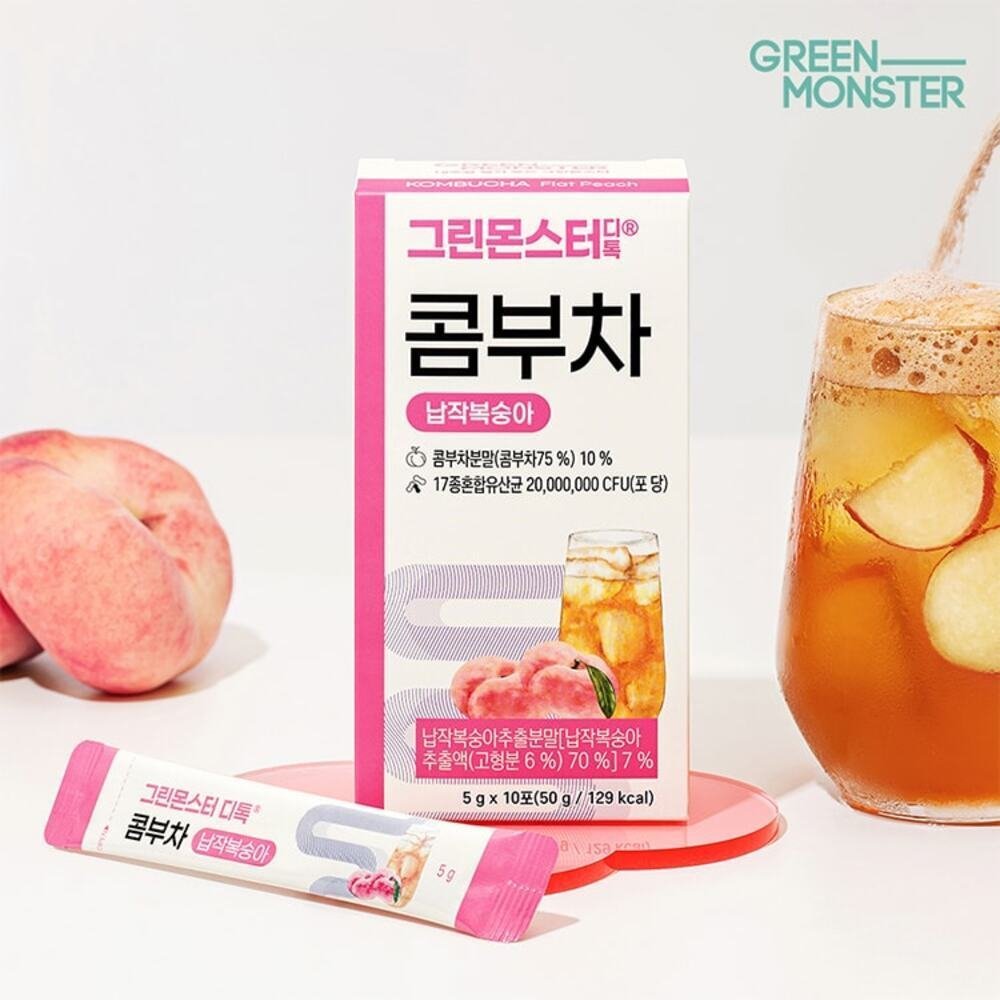 Green Monster D-Toc Kombucha, Flat Peach, 5g x 10stics — изображение 2