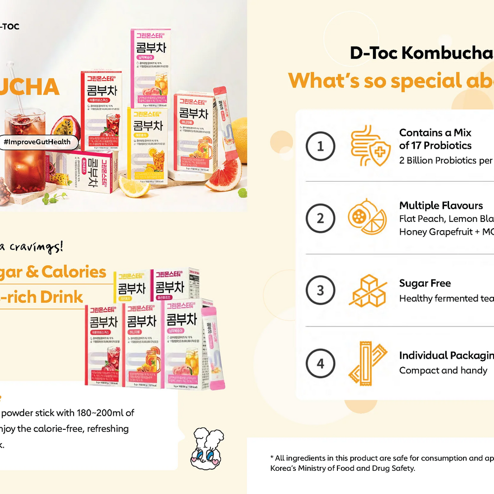 Green Monster D-Toc Kombucha, Flat Peach, 5g x 10stics — изображение 3