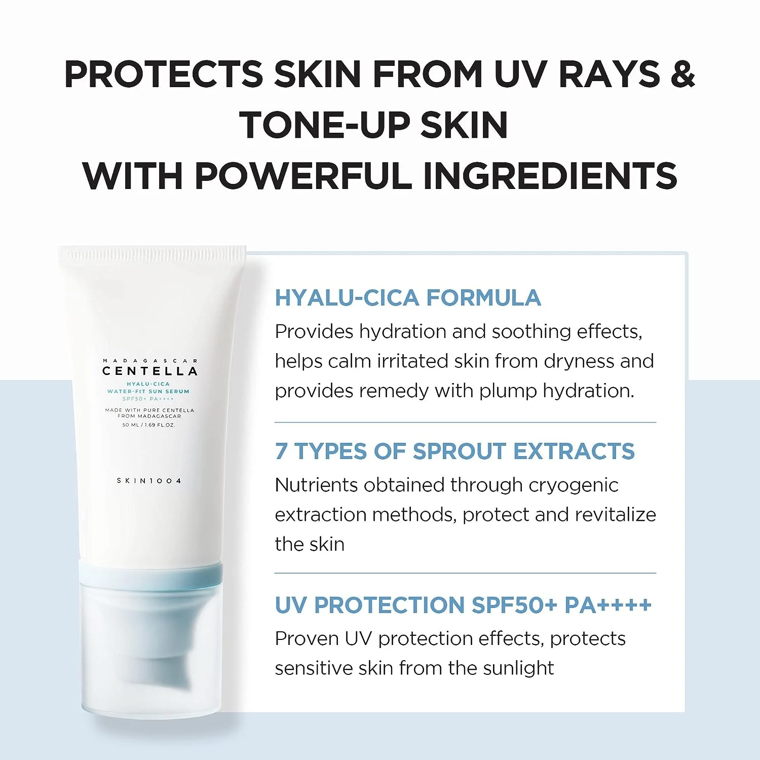 SKIN1004 Madagascar Centella Hyalu-Cica Water-Fit Sun Serum, 50ml x 2ea - Image 4