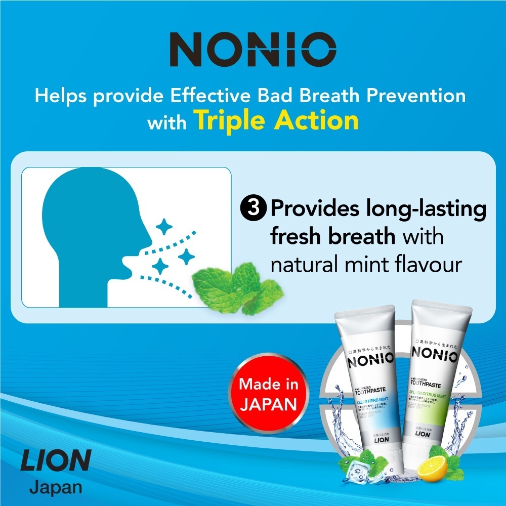 LION Nonio Medicated Toothpaste Splash Citrus Mint, 130g - Image 4