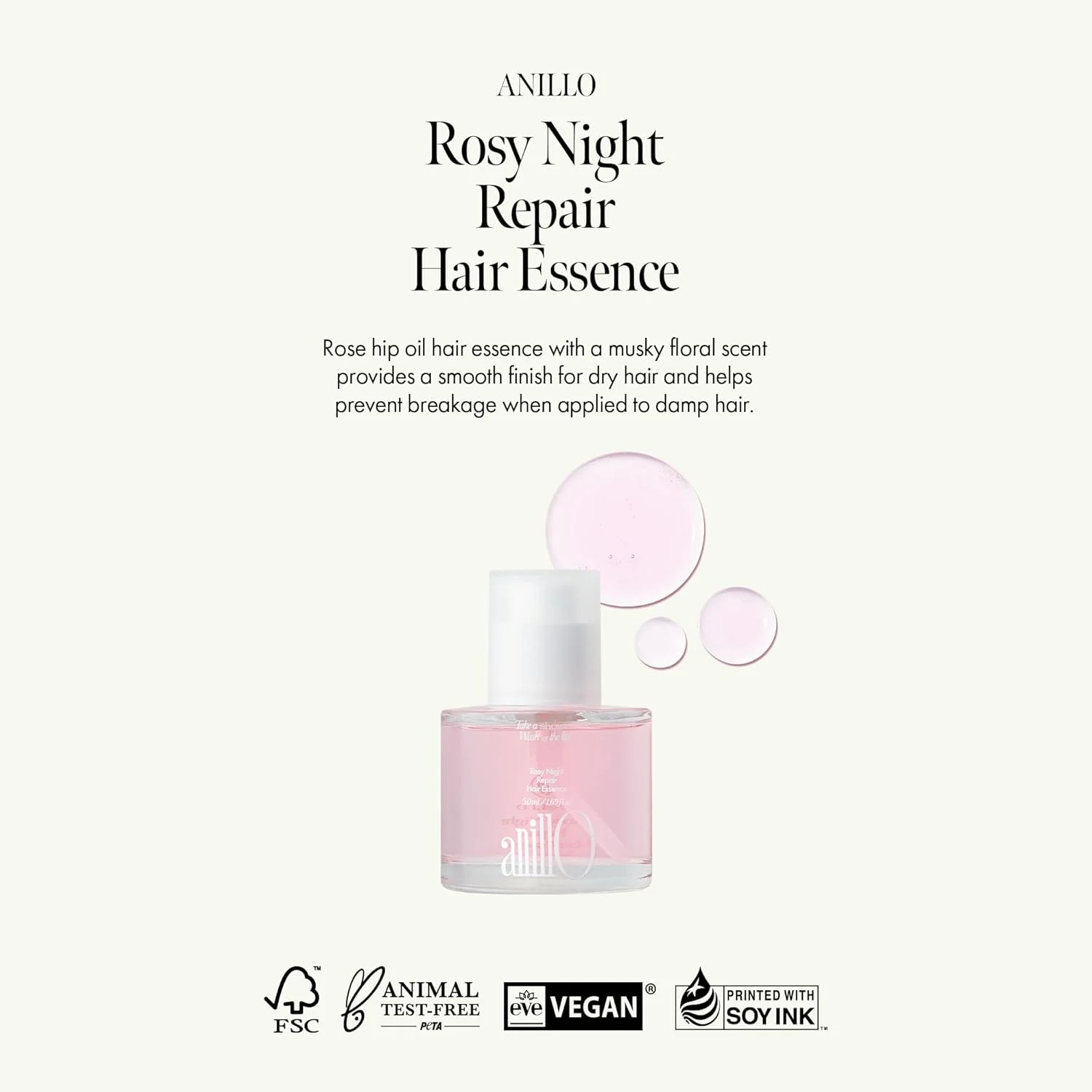 AnillO Rosy Night Repair Hair Essence, 50ml — изображение 3