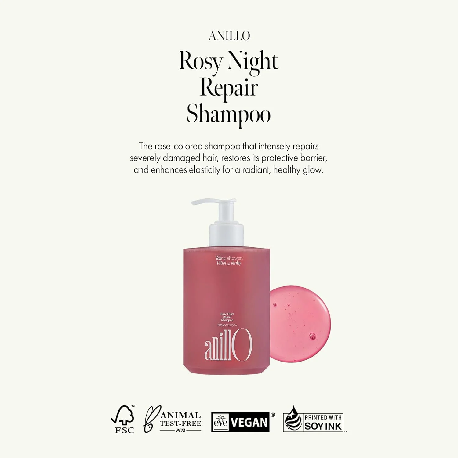 AnillO Rosy Night Repair Shampoo, 450ml - Image 3