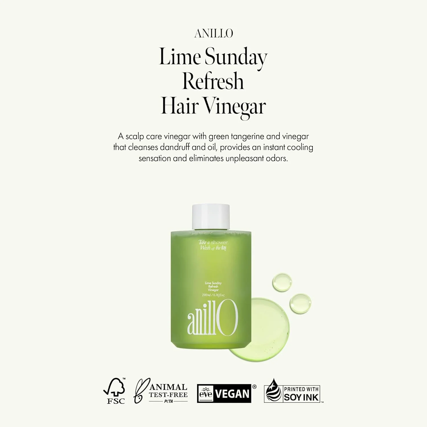 AnillO Lime Sunday Refresh Hair Vinegar, 200ml - Imagen 3