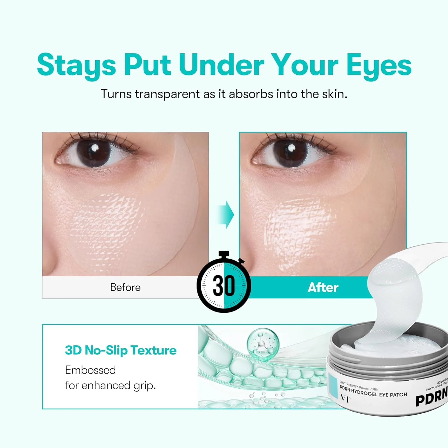 VT Cosmetics PDRN Hydrogel Eye Patch, 60 parches - Imagen 4