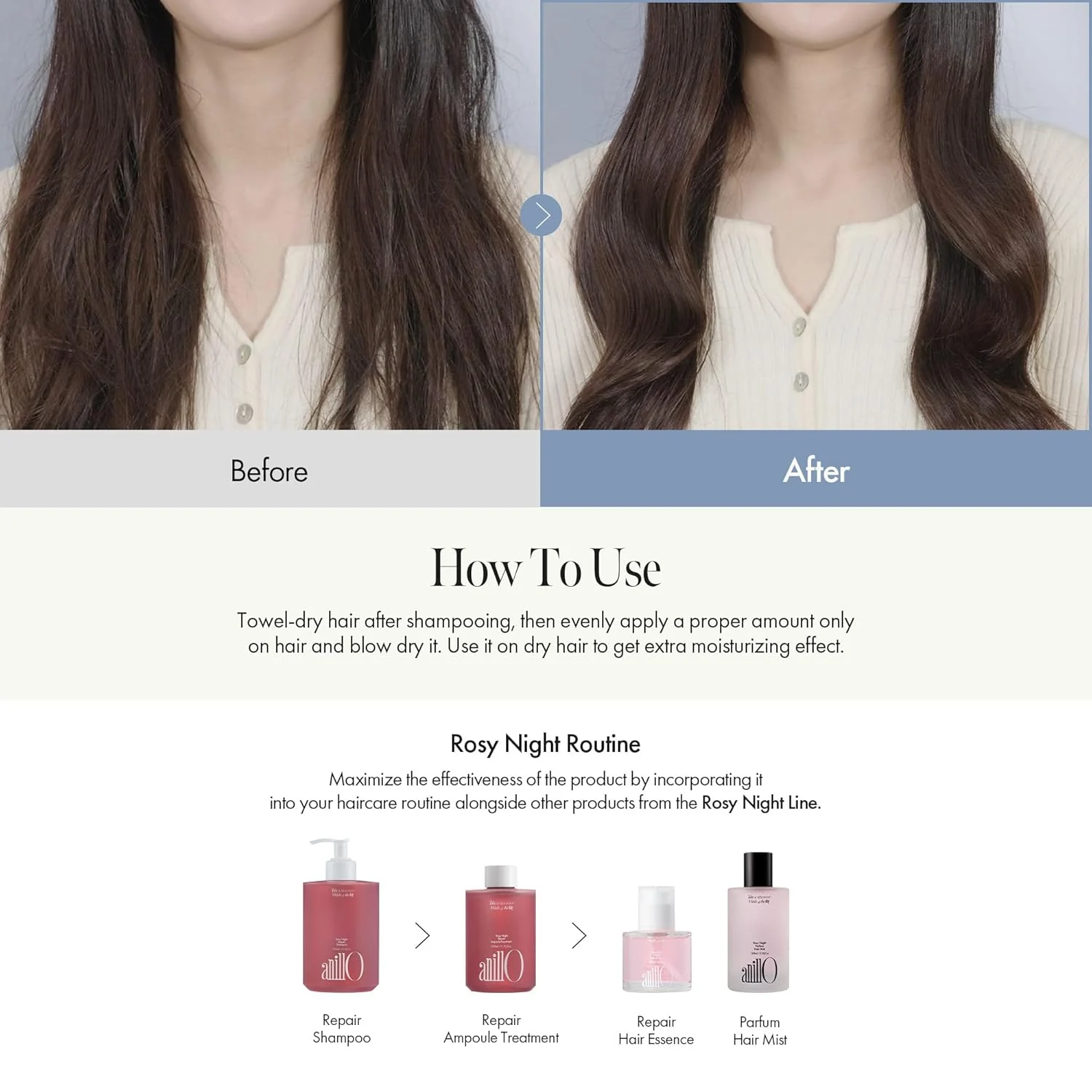AnillO Rosy Night Repair Hair Essence, 50ml — изображение 7