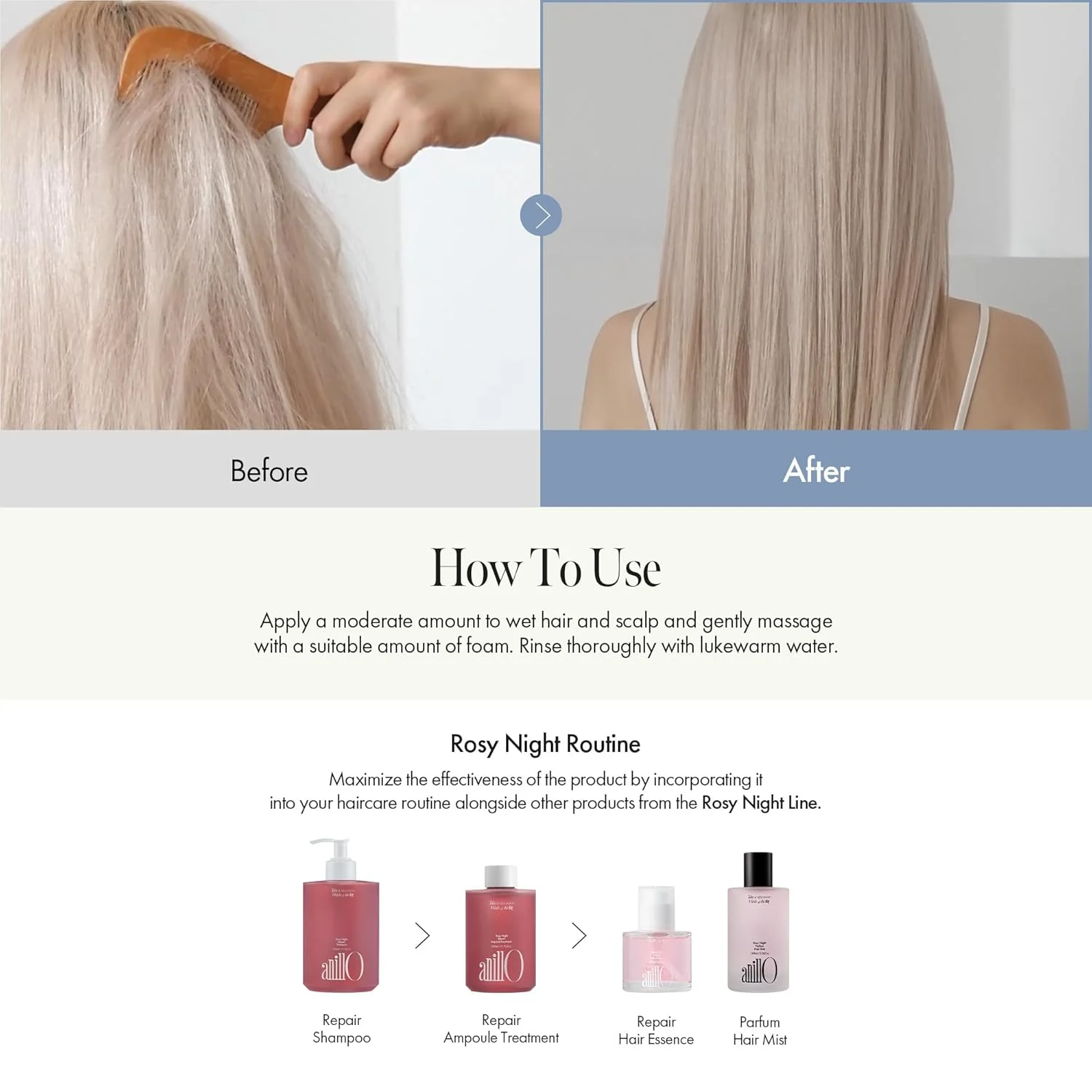 AnillO Rosy Night Repair Shampoo, 450ml - Image 7