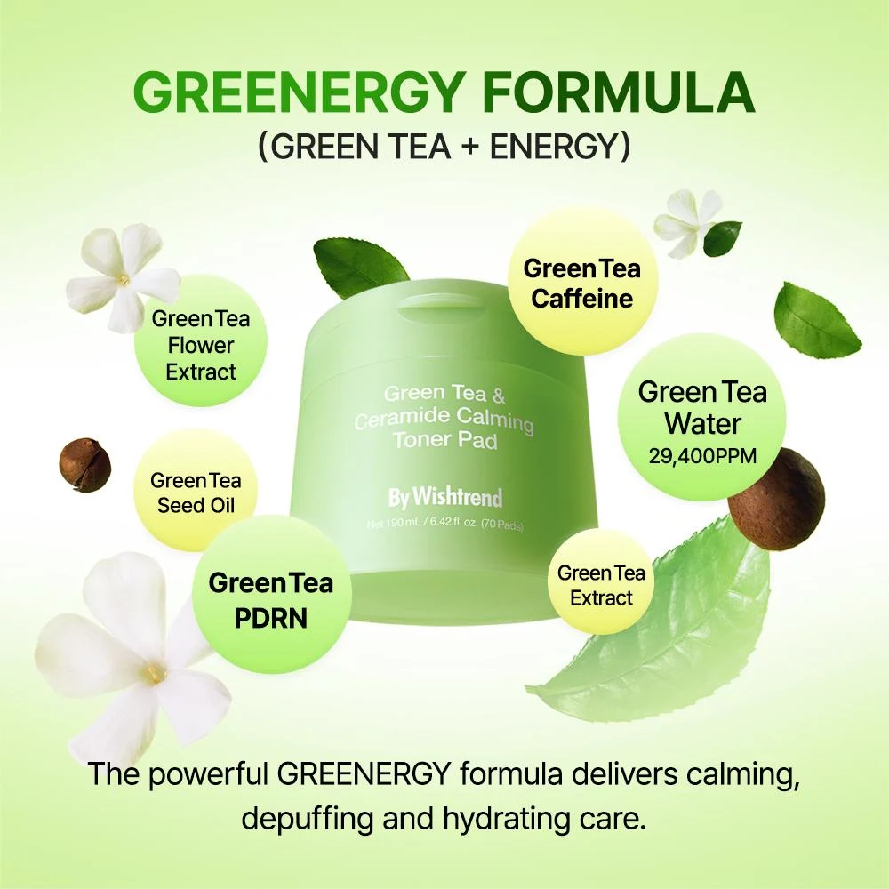 By Wishtrend Green Tea & Ceramide Calming Toner Pad, 70 пэдов — изображение 3
