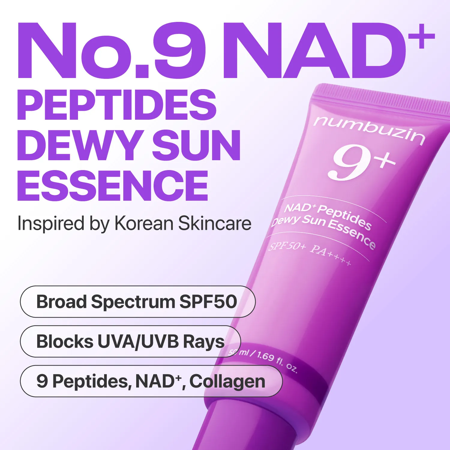 Numbuzin 9 NAD Peptides Dewy Sun Essence, 50ml - Imagen 2